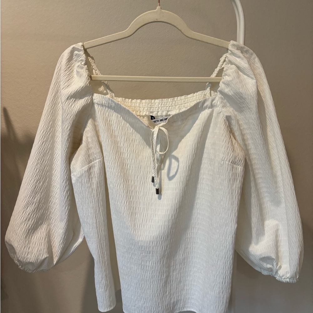 Elizabeth and James Cream Blouse with Puff Sleeves